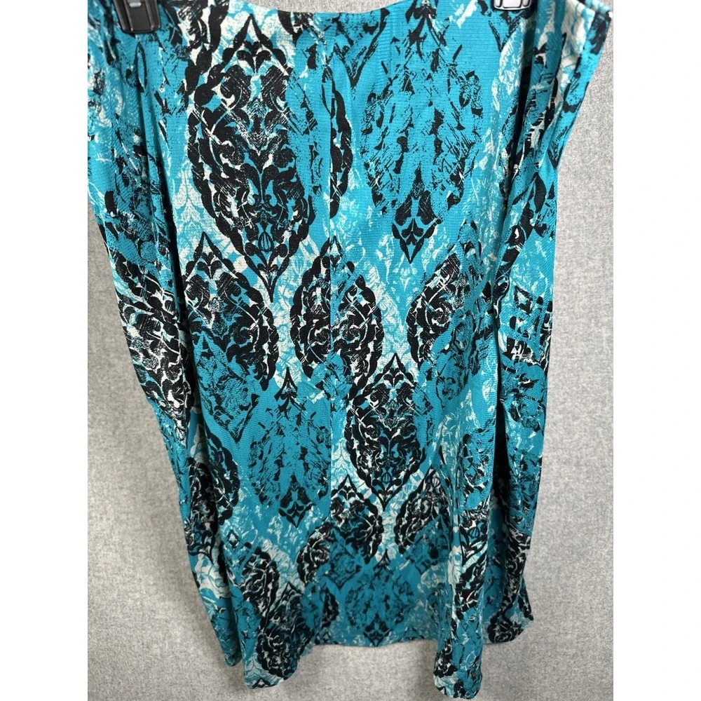 212 Collection Large Womens‎ Skirt A-line Blue Black Stretch Pull On Knee Lined